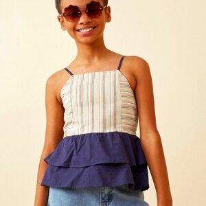 Multi Stripe Colorblock Peplum Tank